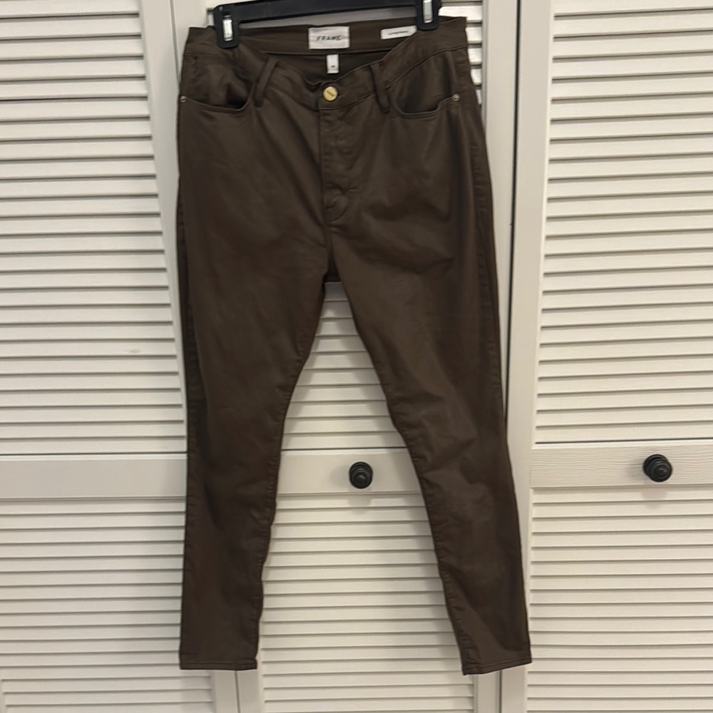 FRAME Waxed Le High Skinny Jeans Green/Brown Color - Sz 30